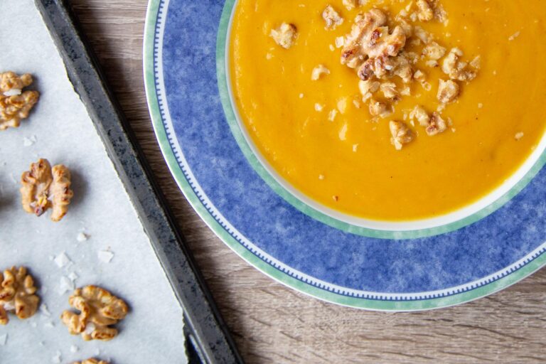 pumpkin soup with toasted walnuts
