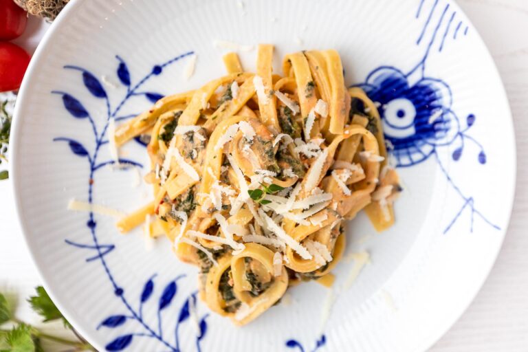 nettle and tomato cream pasta