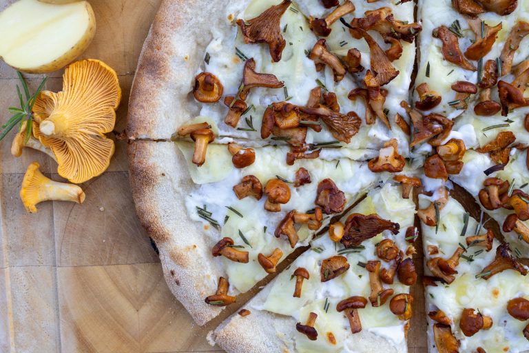 White Pizza with Chanterelles, Potatoes and Rosemary