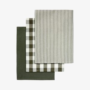 Engholm viskestykker i genbrugsbomuld - Army Green, 3 stk.